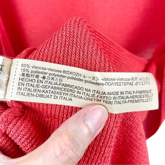 Massimo Dutti Coral Viscose Knit Open Front 3/4 Sleeve Cardigan Size XS - Picture 4 of 6